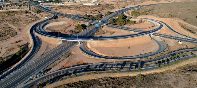 El Grupo Eurovia España concluye los trabajos del Enlace de la A-7 con la A-30 y la ampliación de calzada de la A-30 en Murcia
