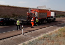 Trabit realiza el extendido de microaglomerado en frío en la Autovía A-62